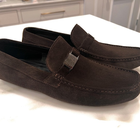 LIKE NEW Class Cavalli Dark Brown Slip-On Suede Logo Plaque Loafers/Driving Moc - Picture 2 of 16